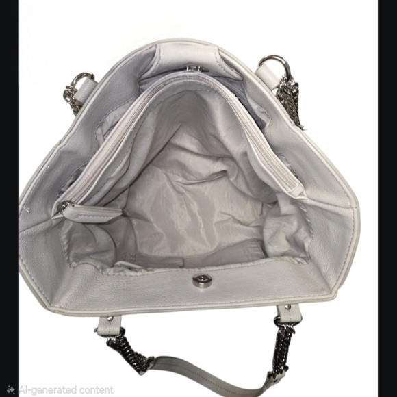 JLO Gray Faux Snakeskin Hobo/Satchel Bag Silvertone Chain Link Shoulder Straps - Picture 8 of 13